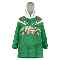 Custom Mexico Football Wearable Blanket Hoodie Remixed Mexico Aztec Pattern Tribal Style