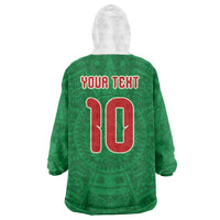 Custom Mexico Football Wearable Blanket Hoodie Remixed Mexico Aztec Pattern Tribal Style