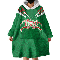 Custom Mexico Football Wearable Blanket Hoodie Remixed Mexico Aztec Pattern Tribal Style