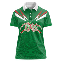 Custom Mexico Football Women Polo Shirt Remixed Mexico Aztec Pattern Tribal Style
