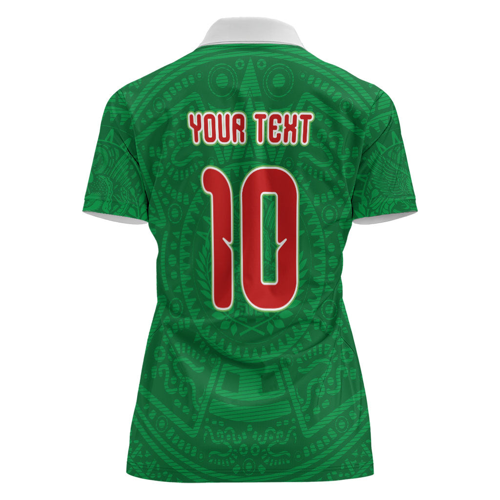 Custom Mexico Football Women Polo Shirt Remixed Mexico Aztec Pattern Tribal Style