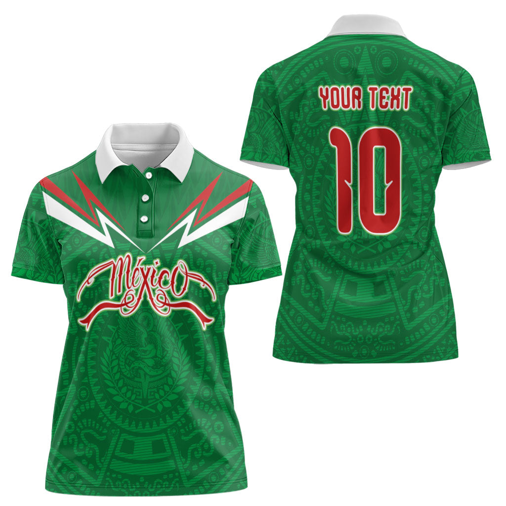 Custom Mexico Football Women Polo Shirt Remixed Mexico Aztec Pattern Tribal Style