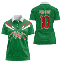 Custom Mexico Football Women Polo Shirt Remixed Mexico Aztec Pattern Tribal Style