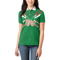 Custom Mexico Football Women Polo Shirt Remixed Mexico Aztec Pattern Tribal Style