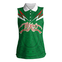 Custom Mexico Football Women Sleeveless Polo Shirt Remixed Mexico Aztec Pattern Tribal Style