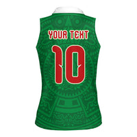 Custom Mexico Football Women Sleeveless Polo Shirt Remixed Mexico Aztec Pattern Tribal Style