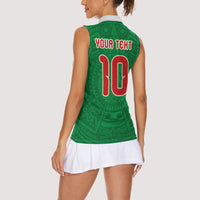Custom Mexico Football Women Sleeveless Polo Shirt Remixed Mexico Aztec Pattern Tribal Style