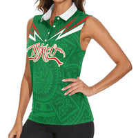 Custom Mexico Football Women Sleeveless Polo Shirt Remixed Mexico Aztec Pattern Tribal Style
