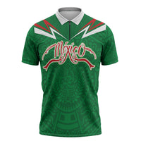 Custom Mexico Football Zipper Polo Shirt Remixed Mexico Aztec Pattern Tribal Style