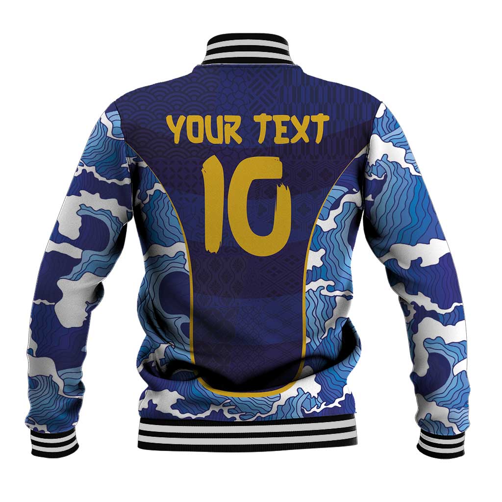 Custom Japan Pacific Rugby 2024 Baseball Jacket Japanese Traditional Pattern and Sea Waves - Wonder Print Shop