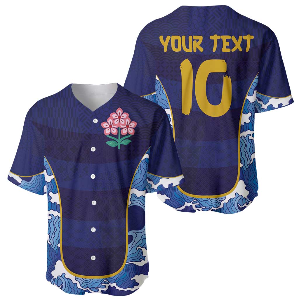 Custom Japan Pacific Rugby 2024 Baseball Jersey Japanese Traditional Pattern and Sea Waves - Wonder Print Shop