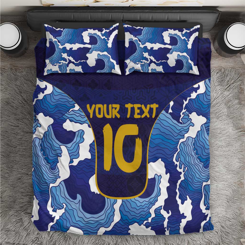 Custom Japan Pacific Rugby 2024 Bedding Set Japanese Traditional Pattern and Sea Waves - Wonder Print Shop