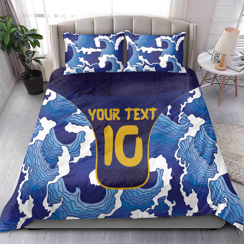 Custom Japan Pacific Rugby 2024 Bedding Set Japanese Traditional Pattern and Sea Waves - Wonder Print Shop