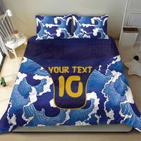 Custom Japan Pacific Rugby 2024 Bedding Set Japanese Traditional Pattern and Sea Waves - Wonder Print Shop