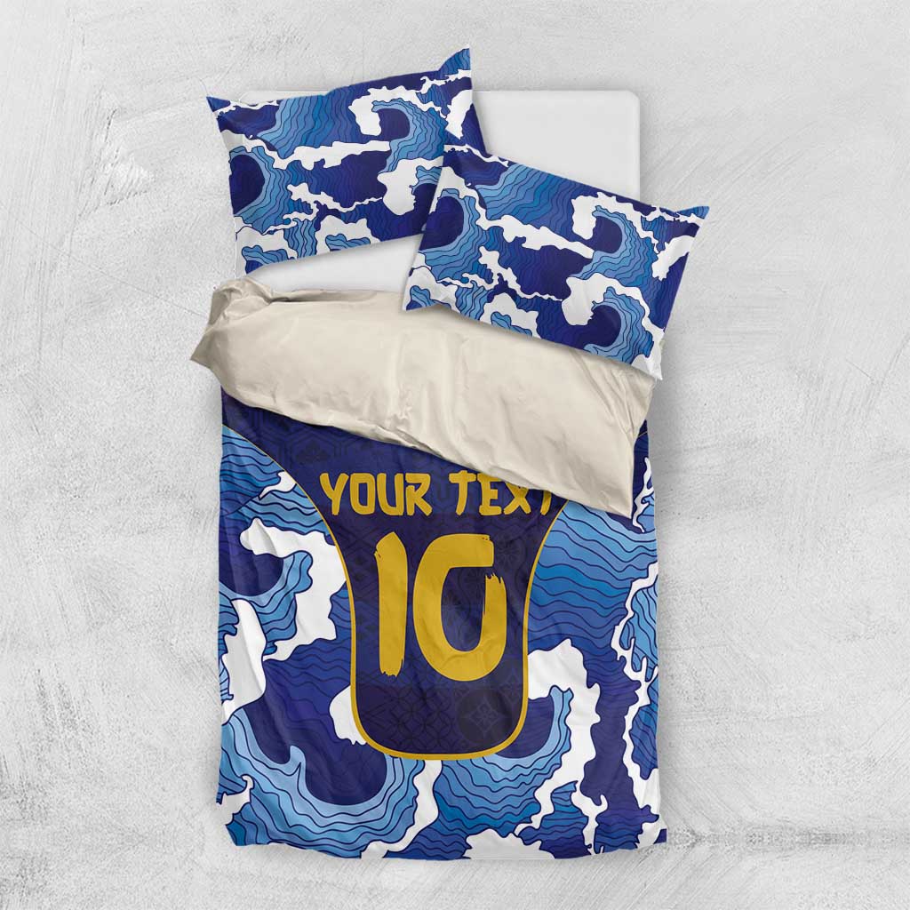 Custom Japan Pacific Rugby 2024 Bedding Set Japanese Traditional Pattern and Sea Waves - Wonder Print Shop