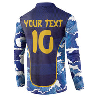 Custom Japan Pacific Rugby 2024 Button Sweatshirt Japanese Traditional Pattern and Sea Waves - Wonder Print Shop