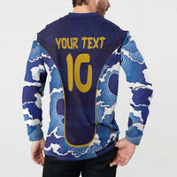 Custom Japan Pacific Rugby 2024 Button Sweatshirt Japanese Traditional Pattern and Sea Waves - Wonder Print Shop