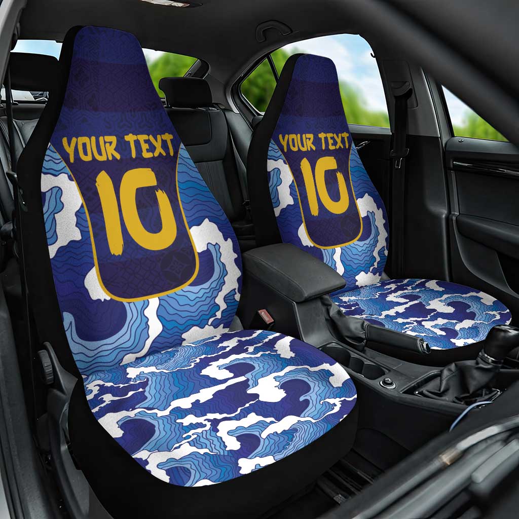 Custom Japan Pacific Rugby 2024 Car Seat Cover Japanese Traditional Pattern and Sea Waves - Wonder Print Shop