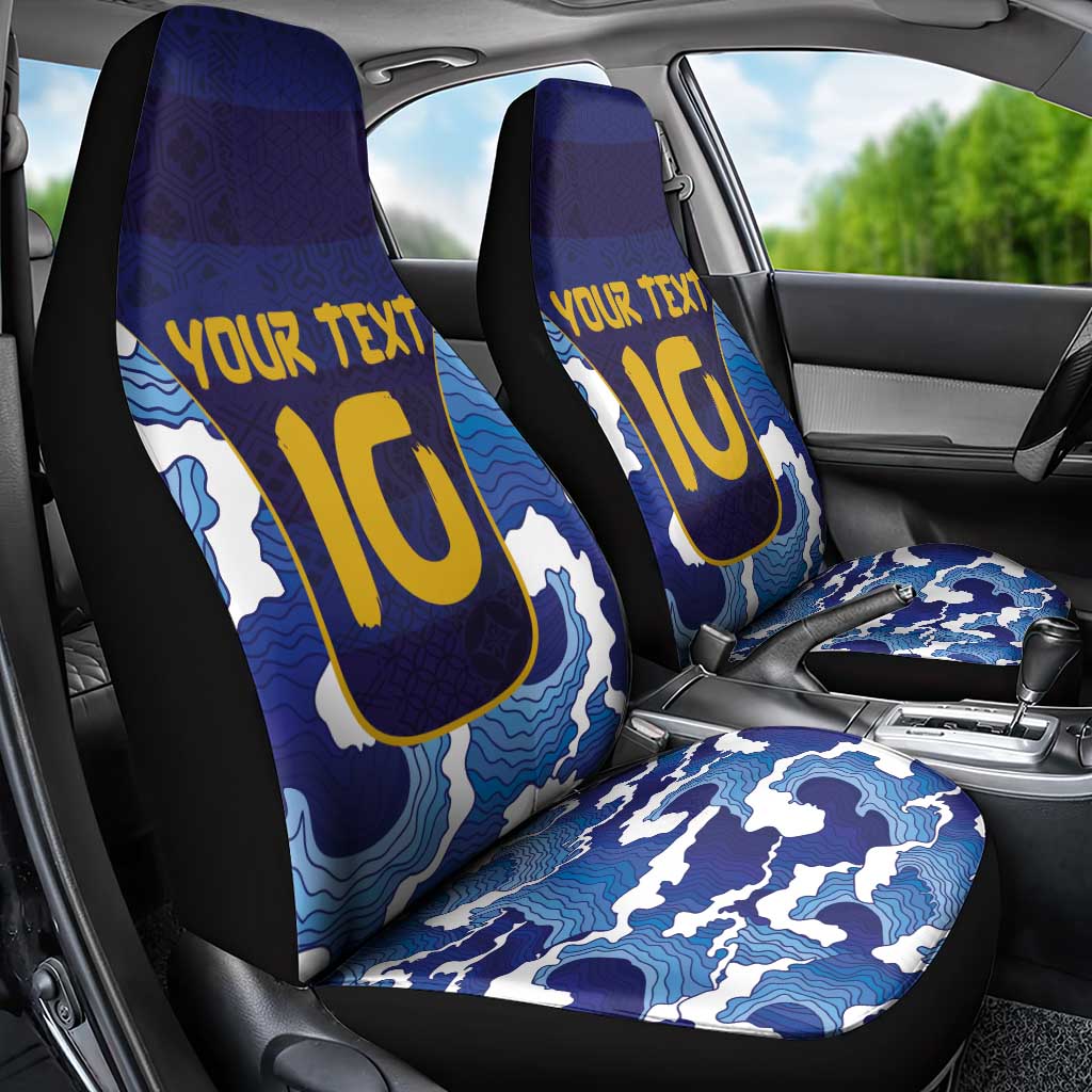Custom Japan Pacific Rugby 2024 Car Seat Cover Japanese Traditional Pattern and Sea Waves - Wonder Print Shop