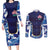 Custom Japan Pacific Rugby 2024 Couples Matching Long Sleeve Bodycon Dress and Long Sleeve Button Shirt Japanese Traditional Pattern and Sea Waves - Wonder Print Shop
