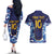 Custom Japan Pacific Rugby 2024 Couples Matching Off The Shoulder Long Sleeve Dress and Hawaiian Shirt Japanese Traditional Pattern and Sea Waves - Wonder Print Shop