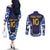 Custom Japan Pacific Rugby 2024 Couples Matching Off The Shoulder Long Sleeve Dress and Long Sleeve Button Shirt Japanese Traditional Pattern and Sea Waves