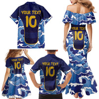 Custom Japan Pacific Rugby 2024 Family Matching Mermaid Dress and Hawaiian Shirt Japanese Traditional Pattern and Sea Waves - Wonder Print Shop