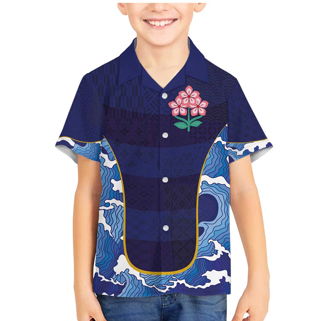 Custom Japan Pacific Rugby 2024 Family Matching Mermaid Dress and Hawaiian Shirt Japanese Traditional Pattern and Sea Waves - Wonder Print Shop
