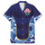 Custom Japan Pacific Rugby 2024 Family Matching Off The Shoulder Long Sleeve Dress and Hawaiian Shirt Japanese Traditional Pattern and Sea Waves - Wonder Print Shop