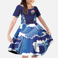 Custom Japan Pacific Rugby 2024 Family Matching Puletasi and Hawaiian Shirt Japanese Traditional Pattern and Sea Waves - Wonder Print Shop