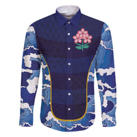 Custom Japan Pacific Rugby 2024 Family Matching Puletasi and Hawaiian Shirt Japanese Traditional Pattern and Sea Waves - Wonder Print Shop