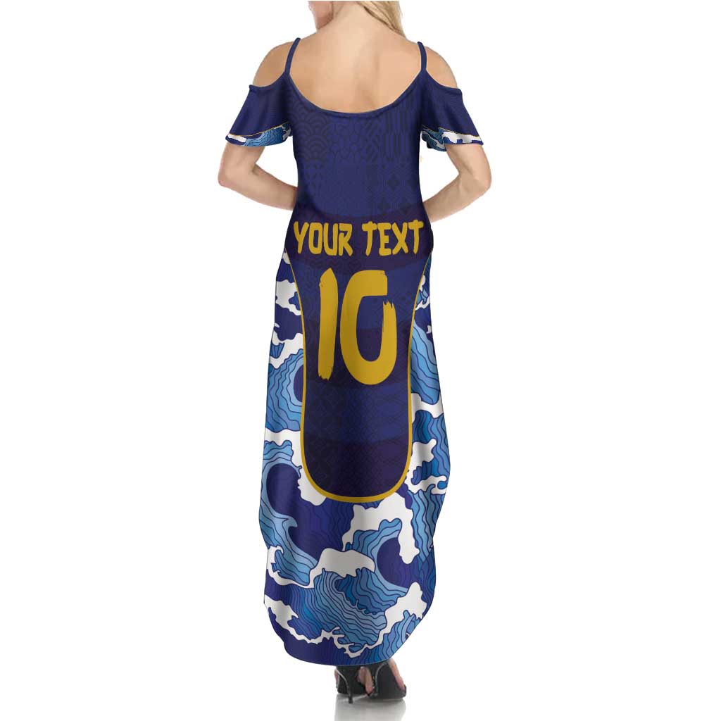 Custom Japan Pacific Rugby 2024 Family Matching Summer Maxi Dress and Hawaiian Shirt Japanese Traditional Pattern and Sea Waves - Wonder Print Shop
