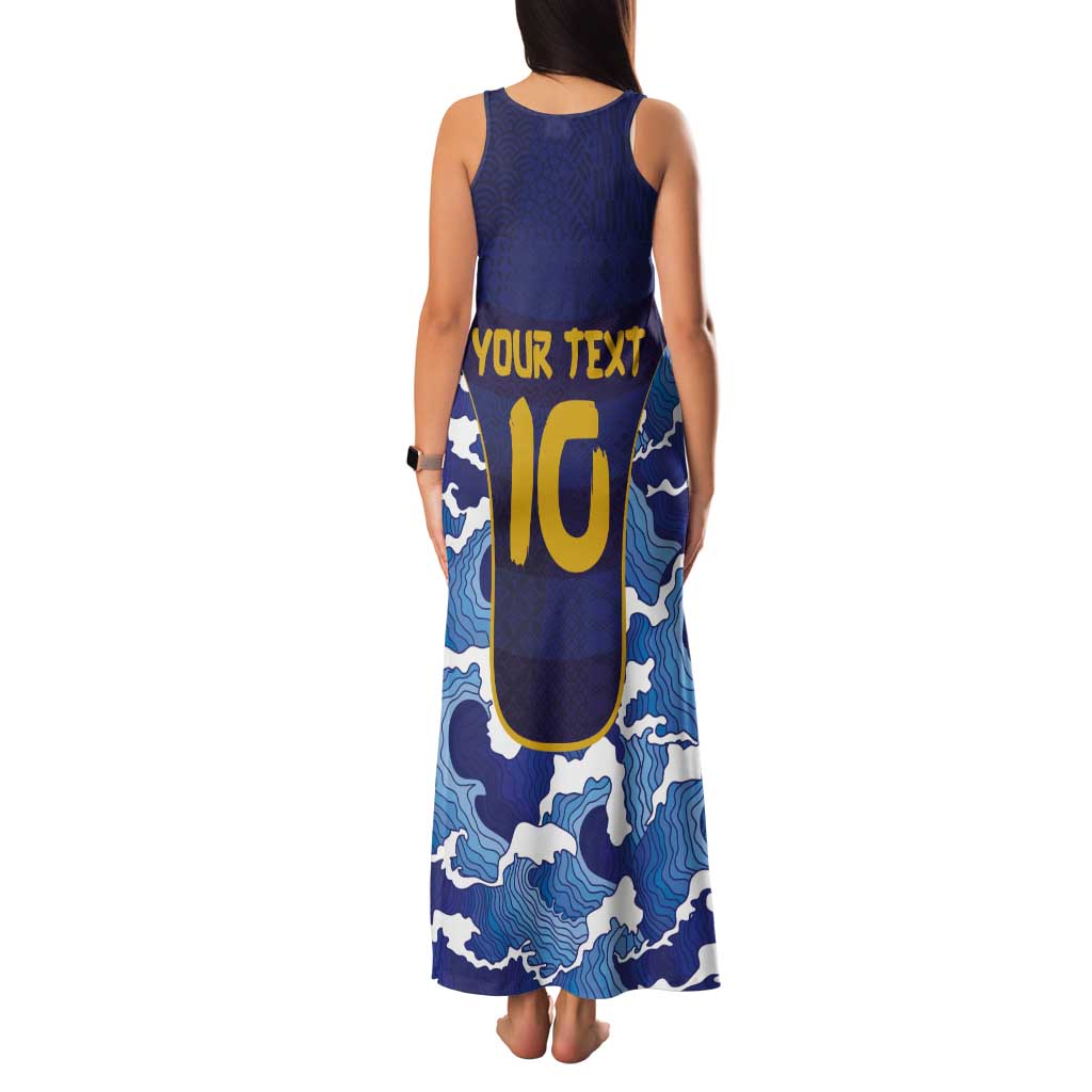 Custom Japan Pacific Rugby 2024 Family Matching Tank Maxi Dress and Hawaiian Shirt Japanese Traditional Pattern and Sea Waves - Wonder Print Shop