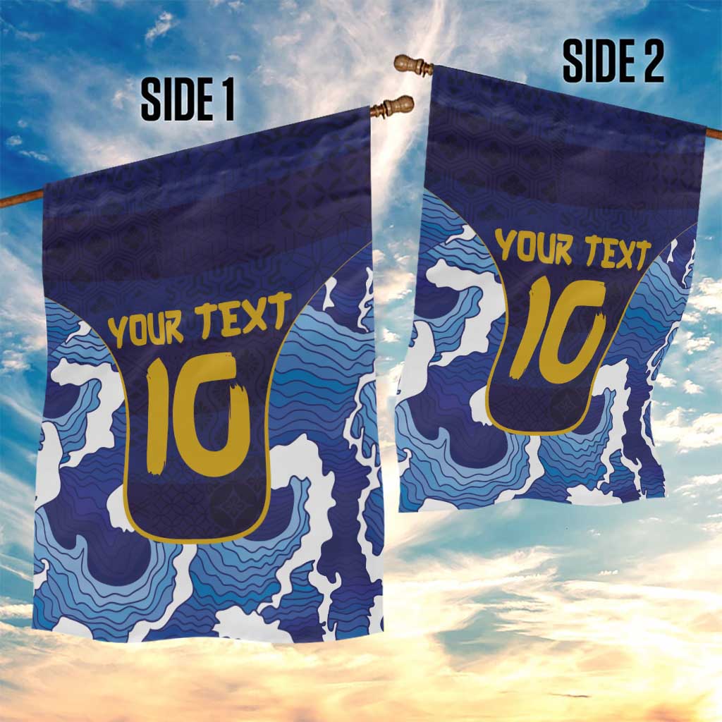 Custom Japan Pacific Rugby 2024 Garden Flag Japanese Traditional Pattern and Sea Waves - Wonder Print Shop