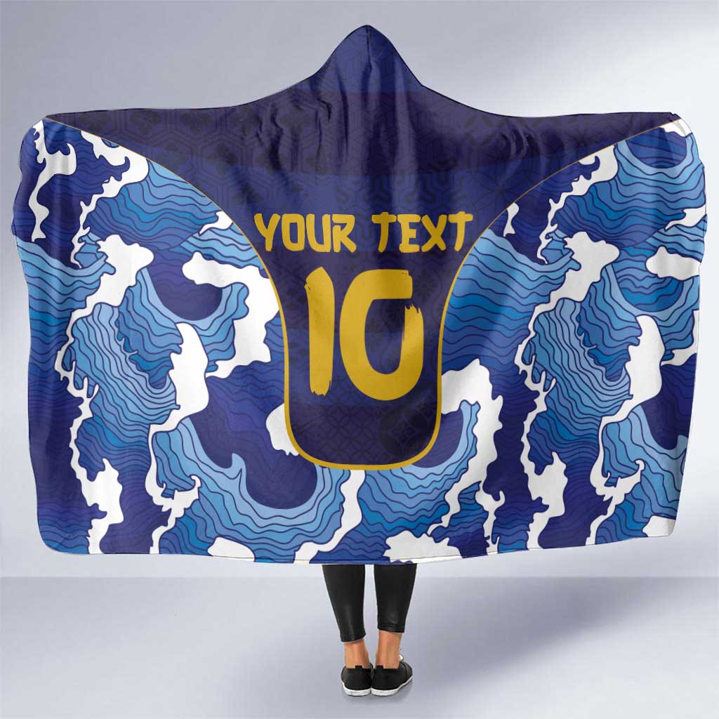 Custom Japan Pacific Rugby 2024 Hooded Blanket Japanese Traditional Pattern and Sea Waves