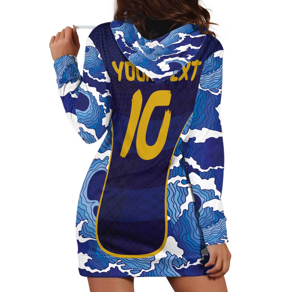 Custom Japan Pacific Rugby 2024 Hoodie Dress Japanese Traditional Pattern and Sea Waves - Wonder Print Shop