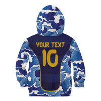 Custom Japan Pacific Rugby 2024 Kid Hoodie Japanese Traditional Pattern and Sea Waves - Wonder Print Shop