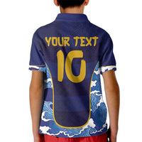 Custom Japan Pacific Rugby 2024 Kid Polo Shirt Japanese Traditional Pattern and Sea Waves - Wonder Print Shop