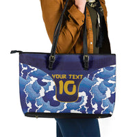 Custom Japan Pacific Rugby 2024 Leather Tote Bag Japanese Traditional Pattern and Sea Waves - Wonder Print Shop