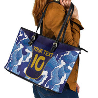 Custom Japan Pacific Rugby 2024 Leather Tote Bag Japanese Traditional Pattern and Sea Waves - Wonder Print Shop
