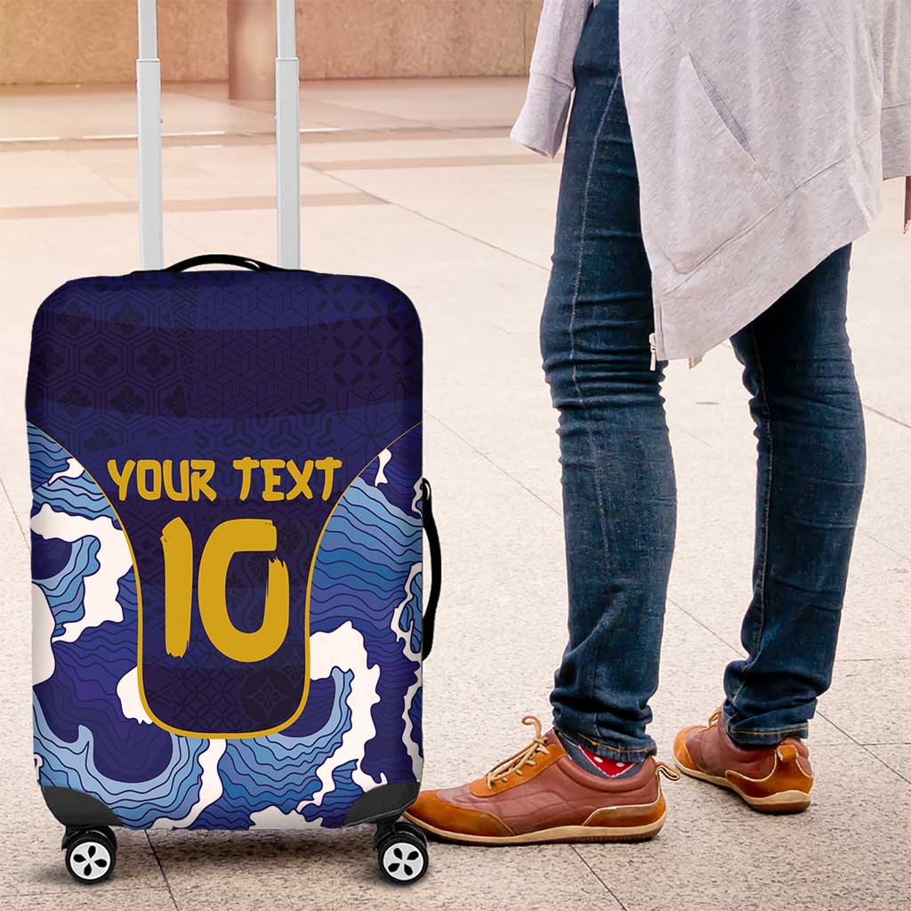 Custom Japan Pacific Rugby 2024 Luggage Cover Japanese Traditional Pattern and Sea Waves - Wonder Print Shop