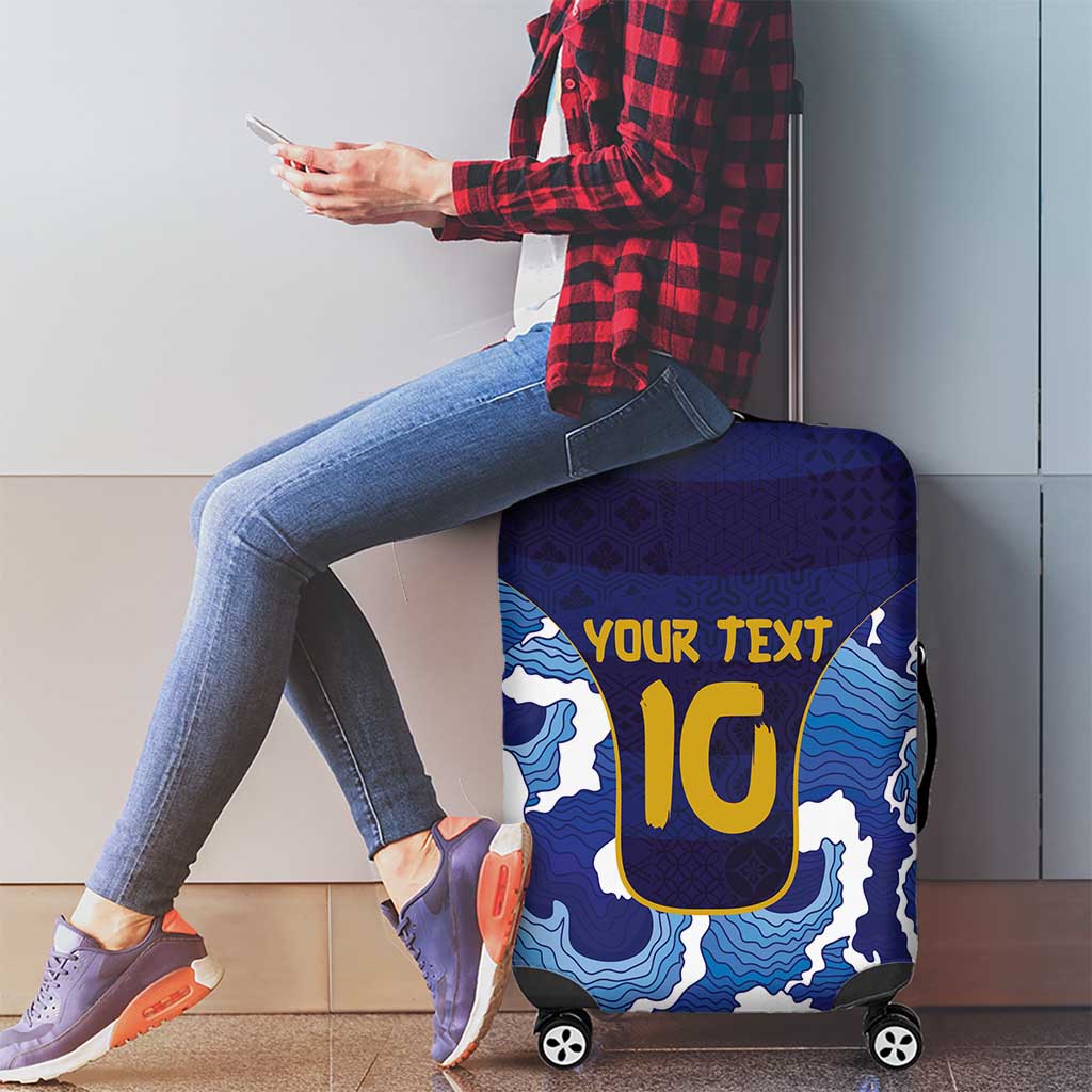 Custom Japan Pacific Rugby 2024 Luggage Cover Japanese Traditional Pattern and Sea Waves - Wonder Print Shop