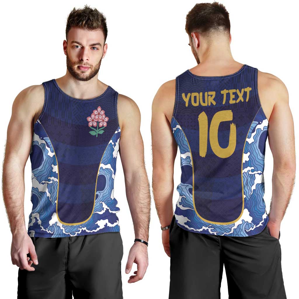 Custom Japan Pacific Rugby 2024 Men Tank Top Japanese Traditional Pattern and Sea Waves - Wonder Print Shop
