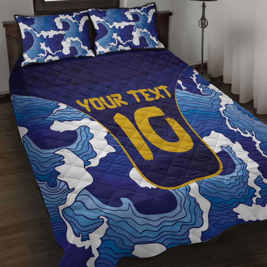Custom Japan Pacific Rugby 2024 Quilt Bed Set Japanese Traditional Pattern and Sea Waves - Wonder Print Shop