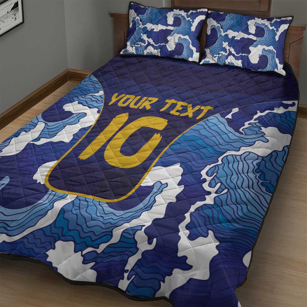 Custom Japan Pacific Rugby 2024 Quilt Bed Set Japanese Traditional Pattern and Sea Waves - Wonder Print Shop