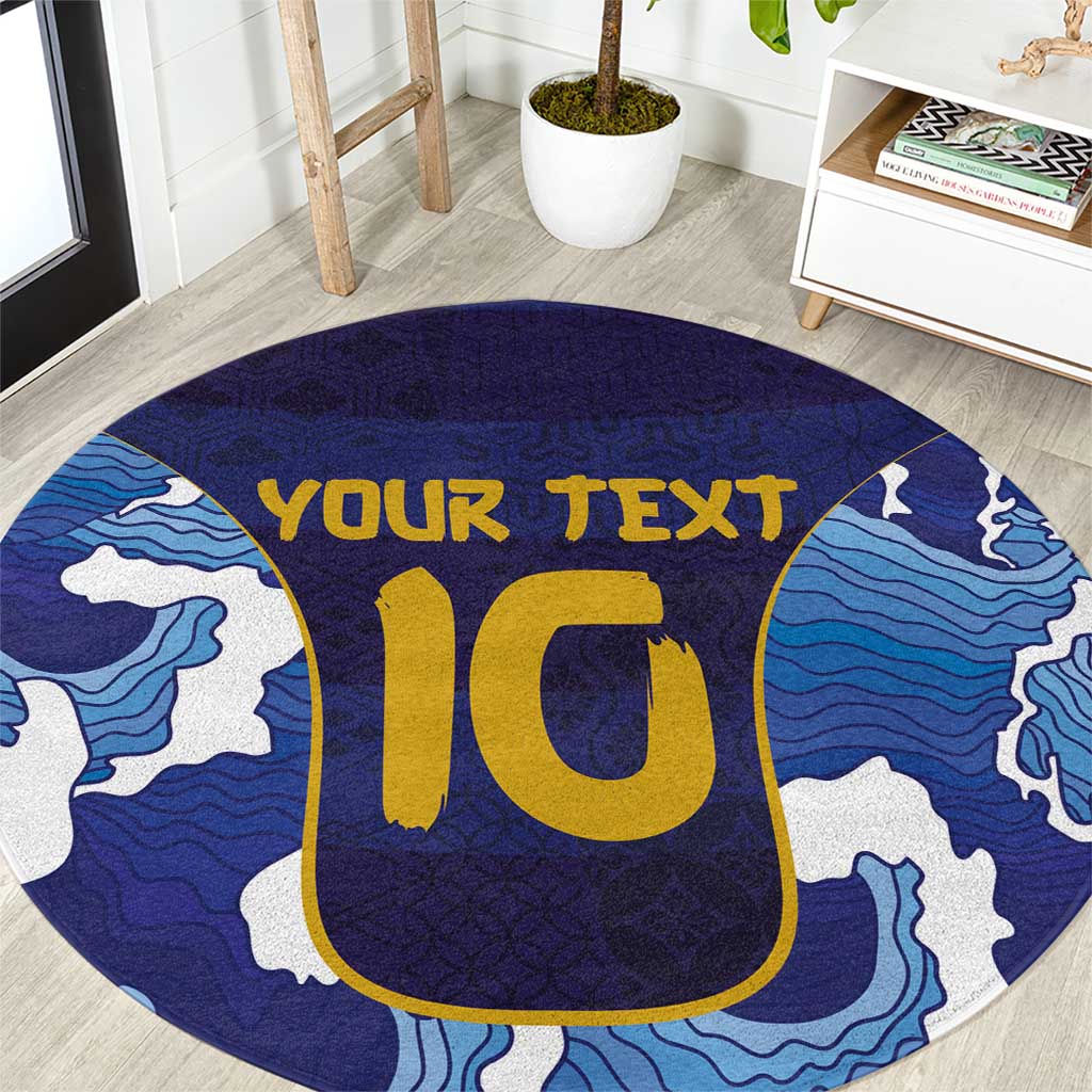 Custom Japan Pacific Rugby 2024 Round Carpet Japanese Traditional Pattern and Sea Waves
