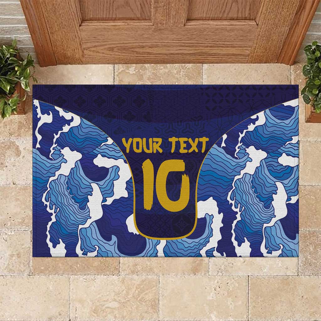 Custom Japan Pacific Rugby 2024 Rubber Doormat Japanese Traditional Pattern and Sea Waves - Wonder Print Shop