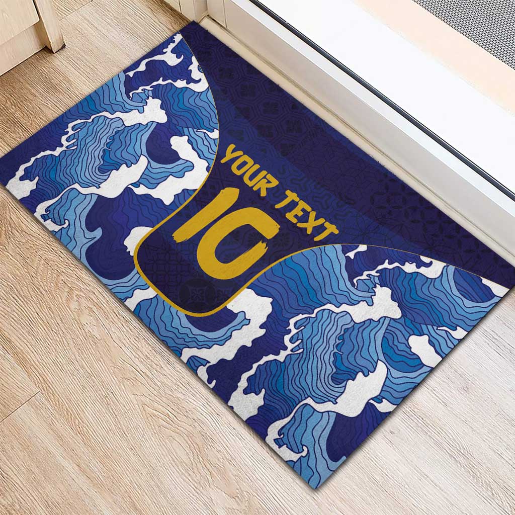 Custom Japan Pacific Rugby 2024 Rubber Doormat Japanese Traditional Pattern and Sea Waves - Wonder Print Shop