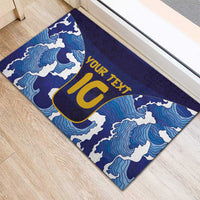 Custom Japan Pacific Rugby 2024 Rubber Doormat Japanese Traditional Pattern and Sea Waves - Wonder Print Shop