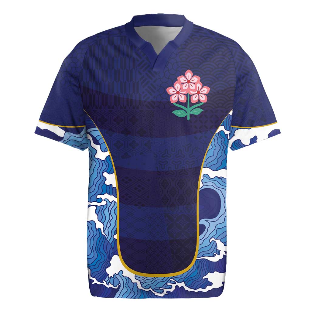 Custom Japan Pacific Rugby 2024 Rugby Jersey Japanese Traditional Pattern and Sea Waves - Wonder Print Shop